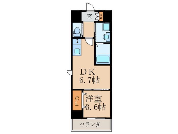 K′S SQUARE ESAKA(1DK/4階)の間取り写真