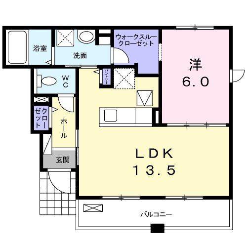 ヴェルテC(1LDK/1階)の間取り写真