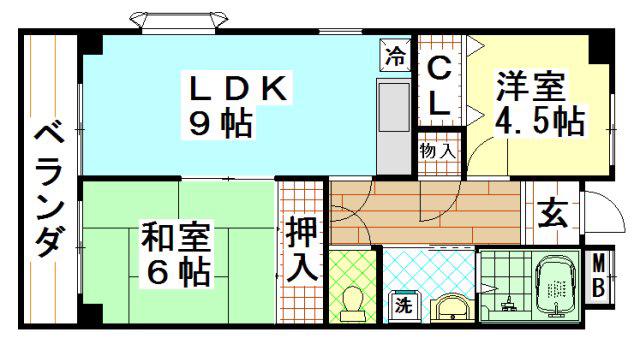 エクセル上小阪(3DK/6階)の間取り写真