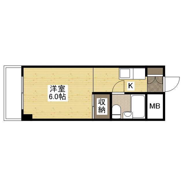 JR山陽本線 東福山駅 徒歩4分 8階建 築35年(1K/4階)の間取り写真
