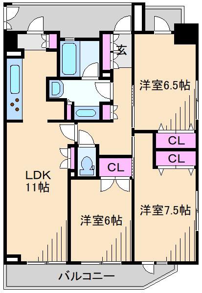 アデニウム新横浜(3LDK/6階)の間取り写真