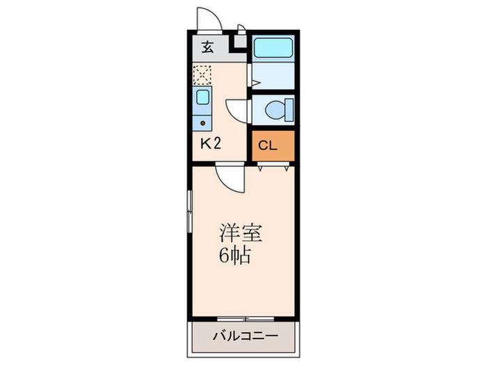 ヴィラ汐町A棟(1K/2階)の間取り写真