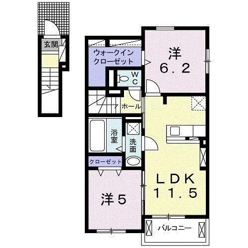 コート・ダジュール緑町I(2LDK/2階)の間取り写真