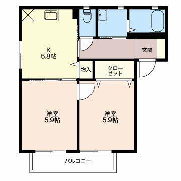 フォンテーヌ東A/B(2K/1階)の間取り写真