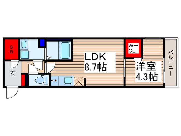 LIV水子(1LDK/3階)の間取り写真