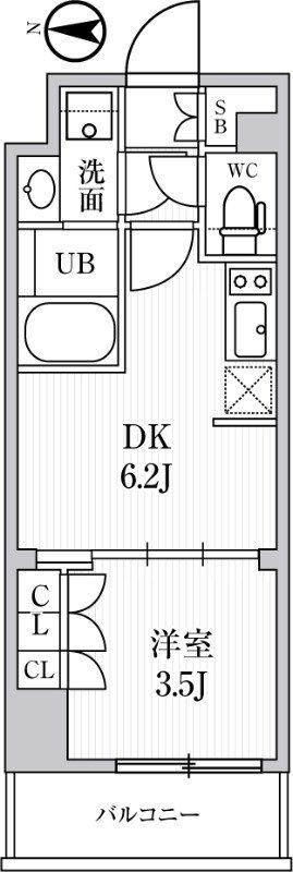 シーズンフラッツ住吉(1DK/4階)の間取り写真