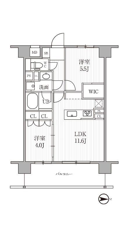 シーズンフラッツ木場(2LDK/9階)の間取り写真