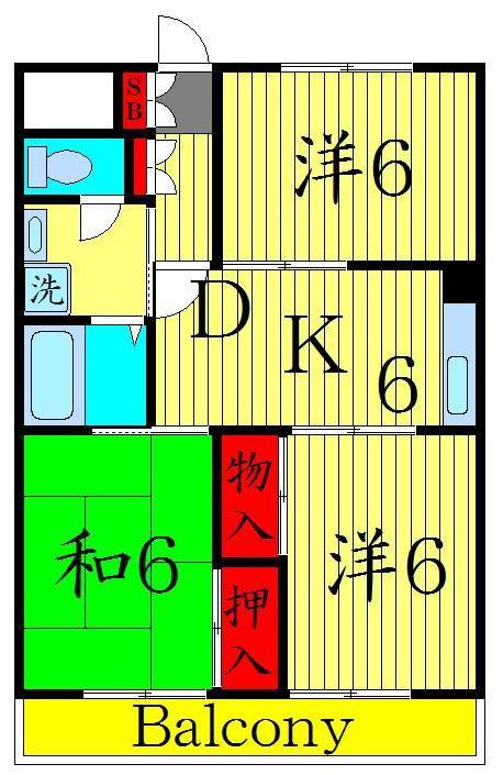 プラザEM(3DK/2階)の間取り写真