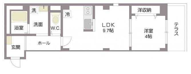 サンビューノ仲町台(1LDK/3階)の間取り写真
