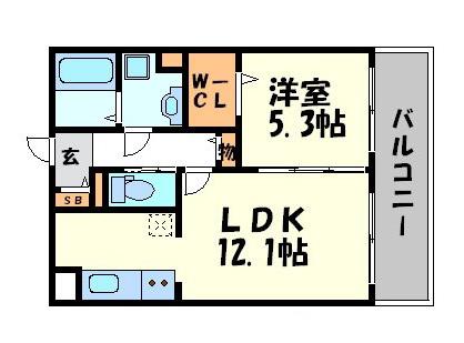 カーサイマキタ ルナ(1LDK/2階)の間取り写真