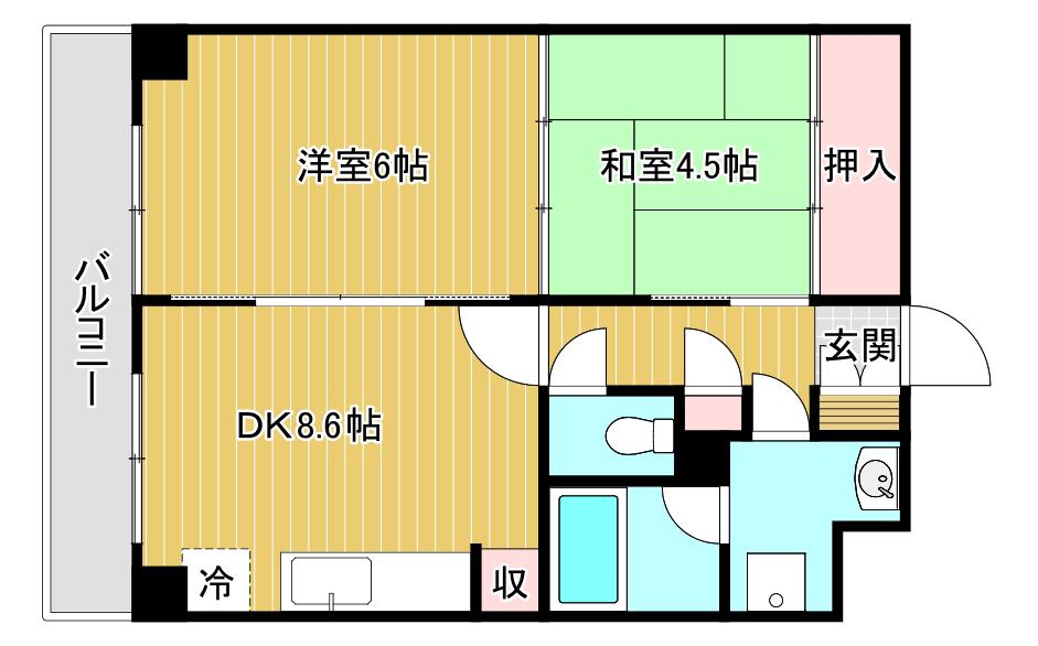 アクシス駅南ウエスト(2DK/8階)の間取り写真