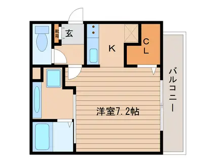 DROOM八乙女中央D棟(1K/3階)の間取り写真