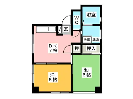 コンフォート新宿(2DK/2階)の間取り写真