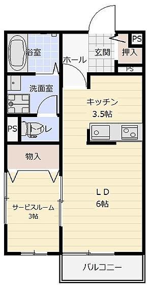 グランパークL(1LDK/1階)の間取り写真