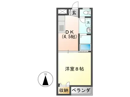 コーポ辻井II(1DK/3階)の間取り写真