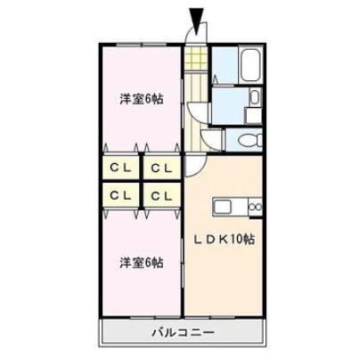 クインズコート(2LDK/2階)の間取り写真