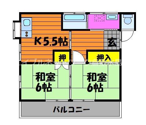 林アパート(2DK/2階)の間取り写真
