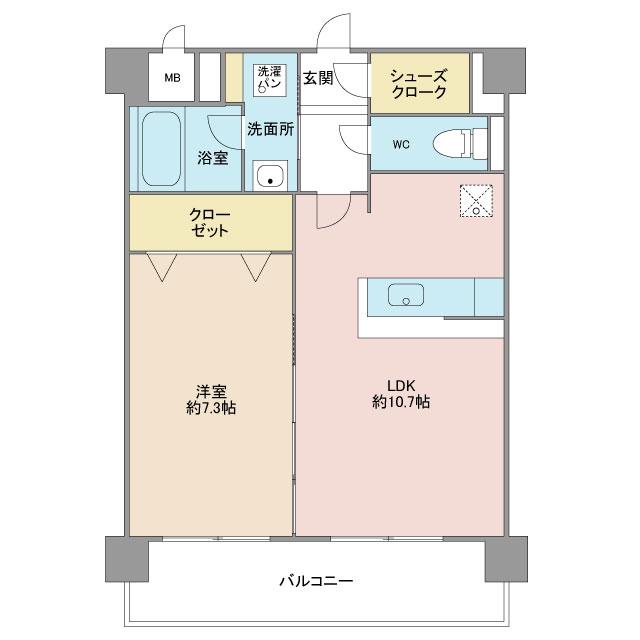 リビオン千代町(1LDK/3階)の間取り写真