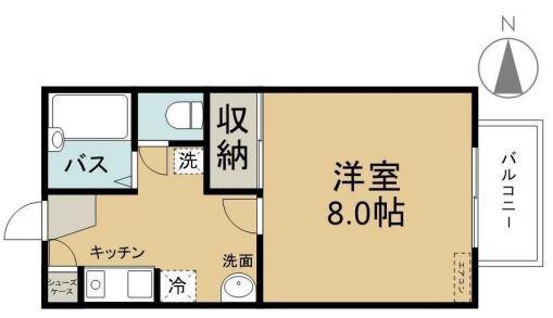 ヴィレッジKI(1K/2階)の間取り写真