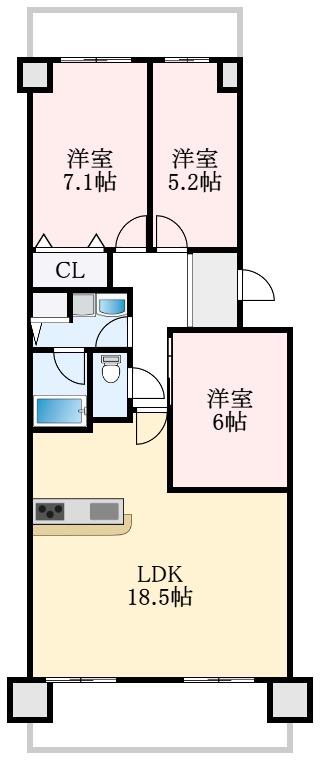 イトーピア泉北深井(3LDK/4階)の間取り写真