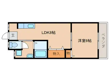朝日ハイツ(1LDK/2階)の間取り写真
