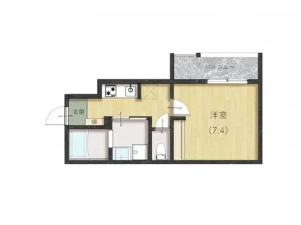 COMFORT三吉南(1K/2階)の間取り写真