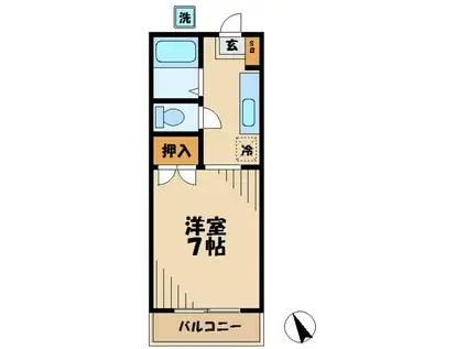 ハイツ梨花(1K/1階)の間取り写真