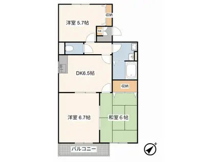 ソレイユ永良(3DK/2階)の間取り写真