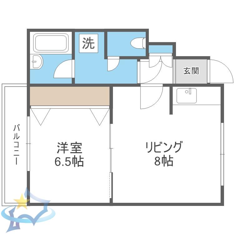 レイソル発寒(1LDK/2階)の間取り写真