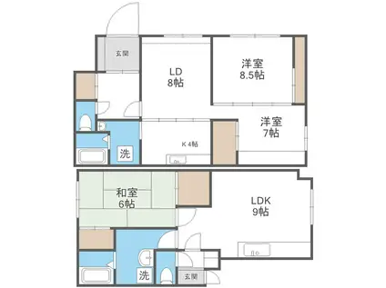 長谷川ハイツ(3LDK/1階)の間取り写真