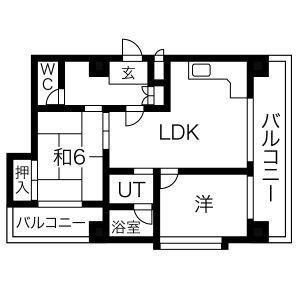 セゾン四日市(2LDK/7階)の間取り写真