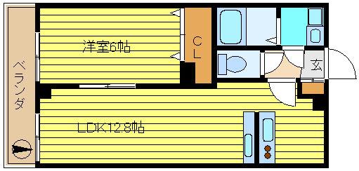 エーデルブルーメ真野(1LDK/4階)の間取り写真