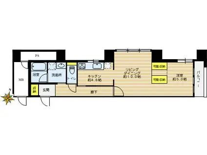 コイシカワコロン(1LDK/6階)の間取り写真