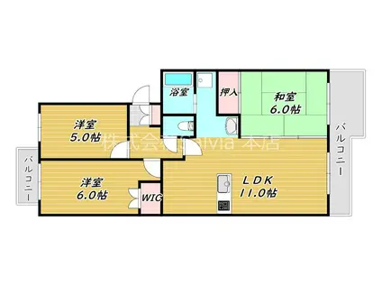 サニーコート鳳南(3LDK/3階)の間取り写真