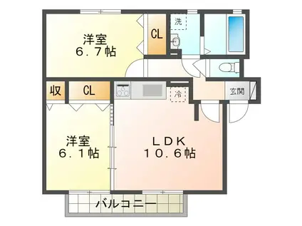 サワーフローラ(2LDK/2階)の間取り写真