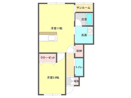 レトアシティII(1LDK/2階)の間取り写真