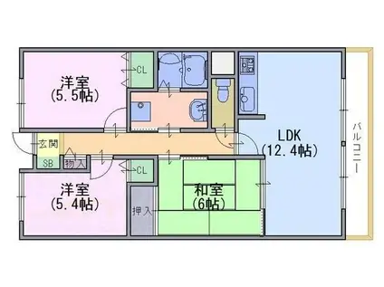 スリーメープル(3LDK/4階)の間取り写真