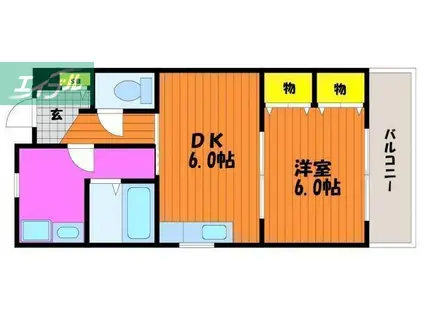 オーナメント春日(1DK/4階)の間取り写真