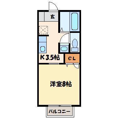 メゾントレビX(1K/1階)の間取り写真