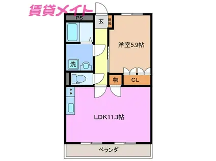 サンヒルズ鈴鹿II(1LDK/2階)の間取り写真