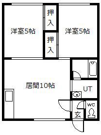 ラポール神楽岡(2LDK/1階)の間取り写真