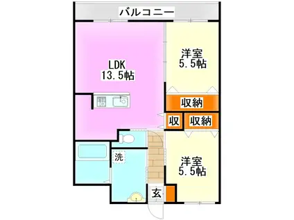 ユーミーTRM24(2LDK/3階)の間取り写真