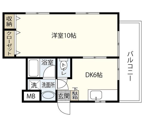 グランドメゾン西本(1DK/9階)の間取り写真