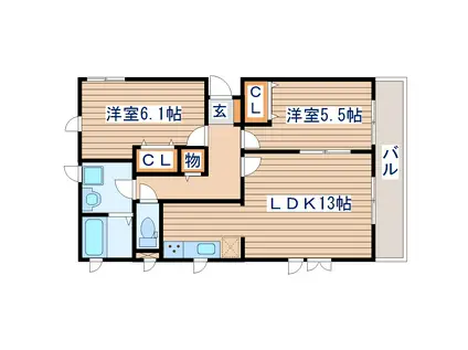 ハイデルベルグ(2LDK/1階)の間取り写真