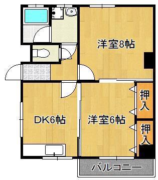 Kビル(2DK/4階)の間取り写真