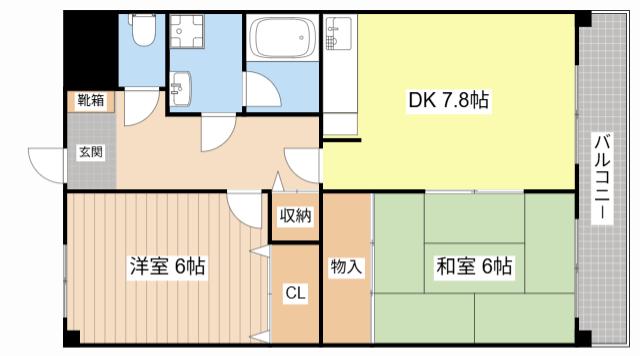 ルミエールII(2DK/4階)の間取り写真