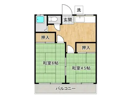 白樺荘(2DK/1階)の間取り写真