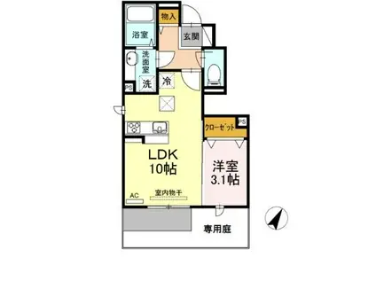 COURAGE玉里(1LDK/1階)の間取り写真