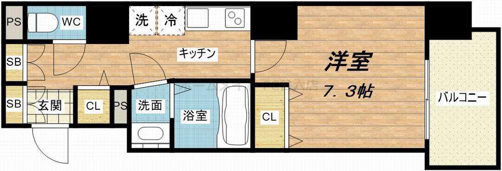 エトワール阿波座(1K/9階)の間取り写真