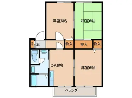 グッドハイツA棟(3DK/1階)の間取り写真